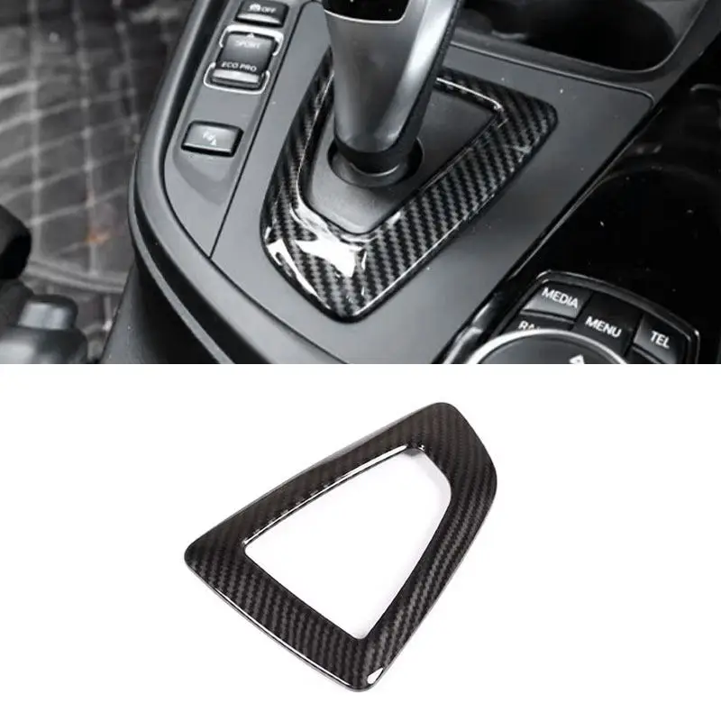 Estilo de fibra de carbono para BMW 1, 2, 3 4 Series F20 F22 F30 F32 F34 ABS accesorios de coche cubierta de Panel de cambio de marchas central embellecedor de marco