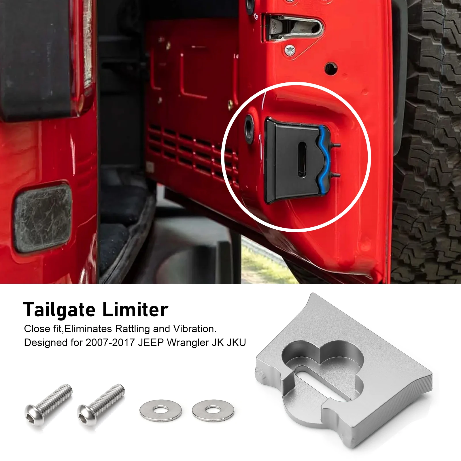 Topes de puerta trasera aluminio acabado brillante Jeep Wrangler JL JK 2007-2024 - imagen 5