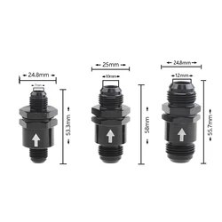 Válvula antirretorno de combustible AN6/AN8/AN10, aluminio negro