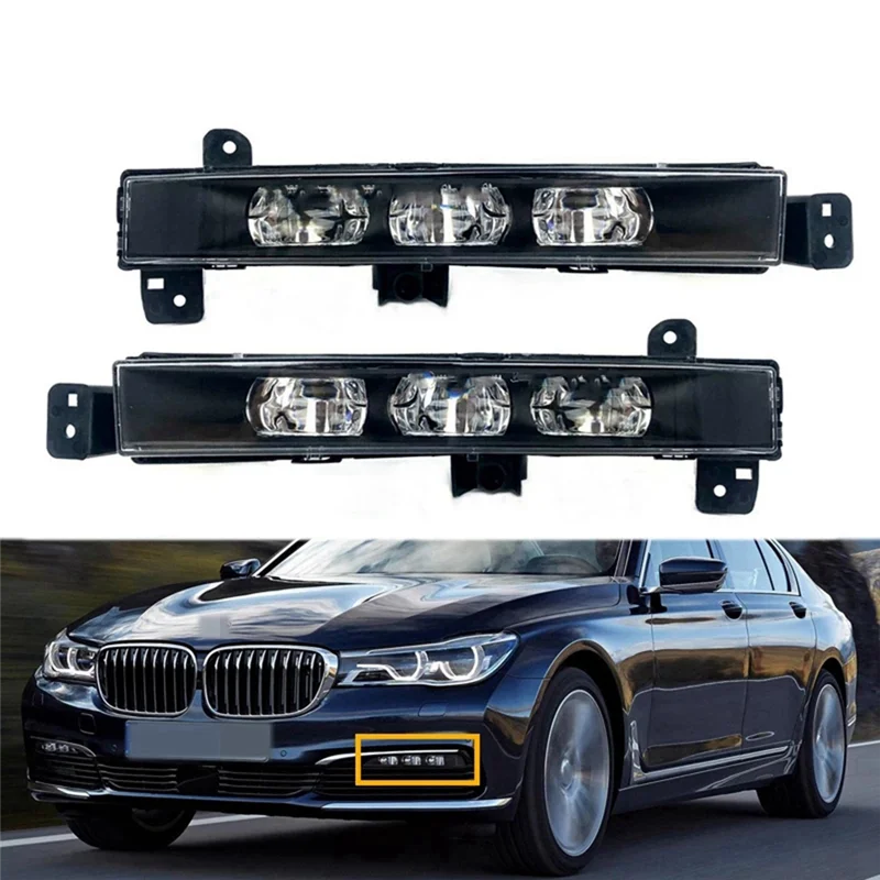 1 par de luces antiniebla de parachoques delantero, luz LED de conducción diurna para BMW Serie 7 G11 G12 740I 750I 16-2019 63177342953 63177342954