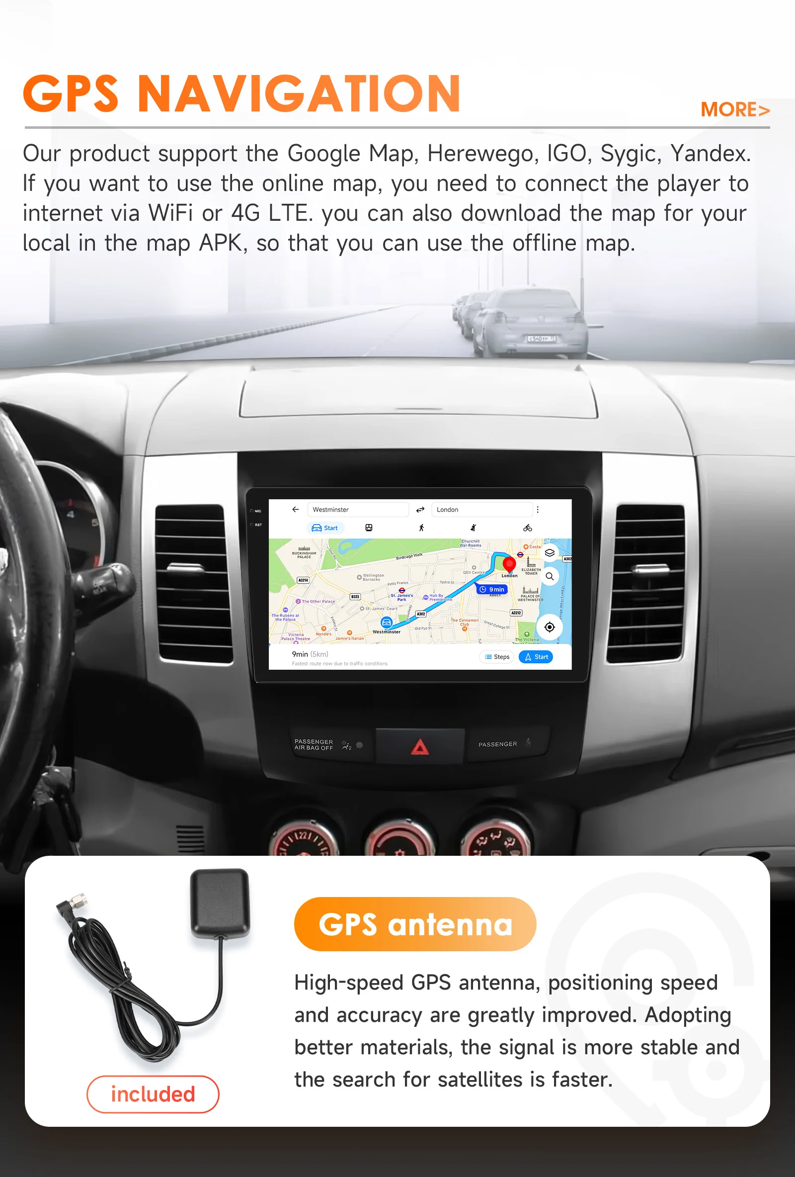 Autoradio 2 DIN Android Carplay - Mitsubishi Outlander 2 (2005-2012) - imagen 5