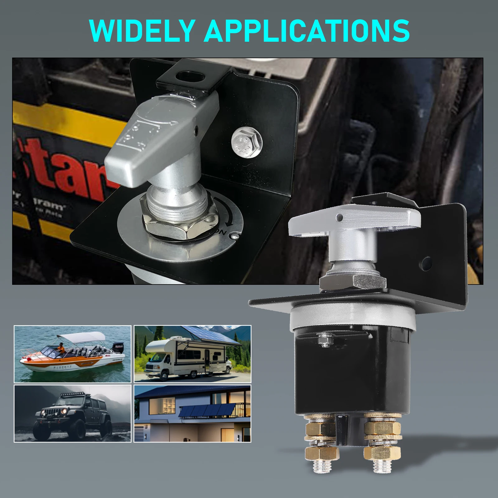 Aislador batería 12V-48V 250A con llave para barco, camión y camper - imagen 5