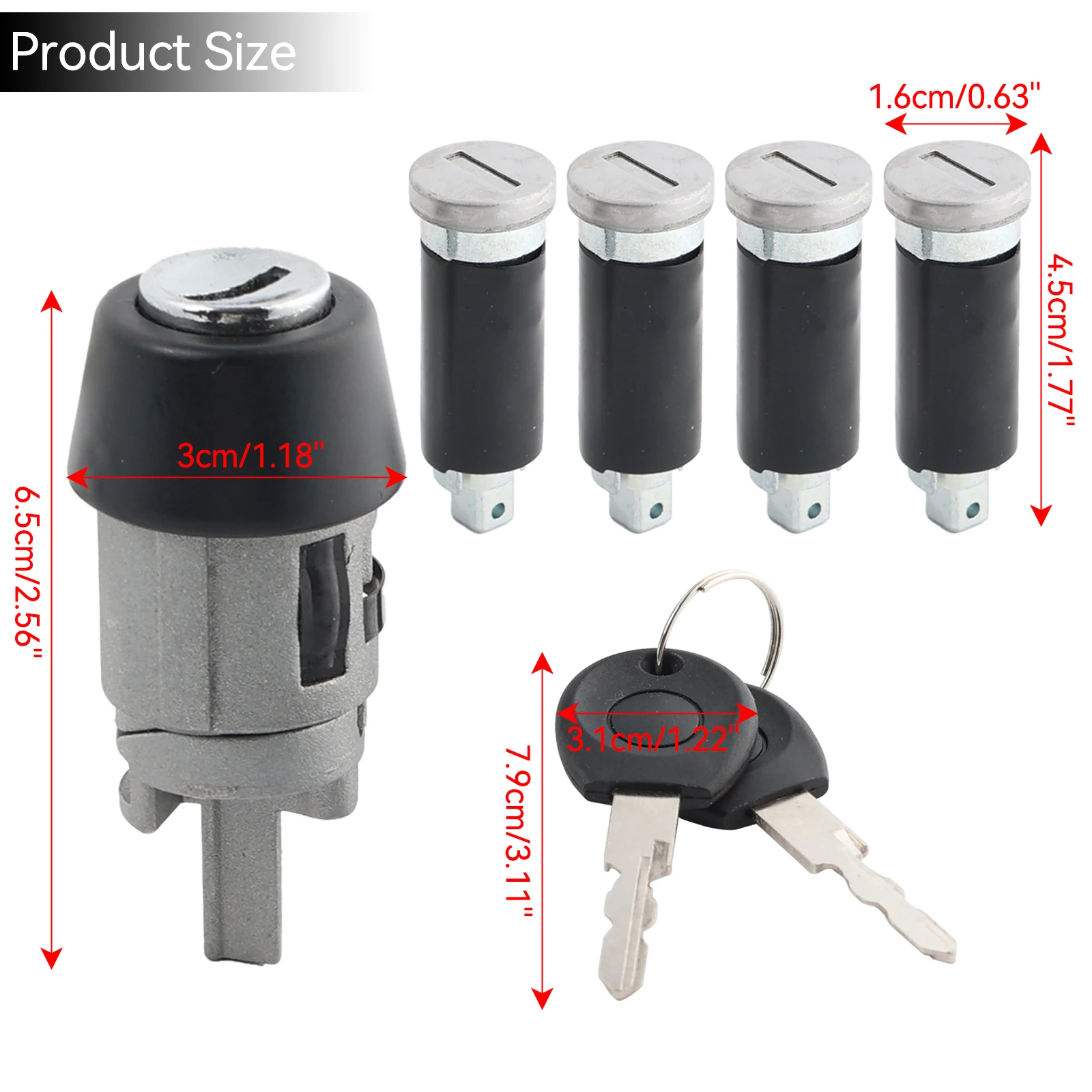 7 unids/set cerradura de interruptor de encendido automático + 4X barril de cerradura de puerta con 2 llaves para VW T4 Caravelle MK IV Transporter 1990-2003 701837205 - imagen 2