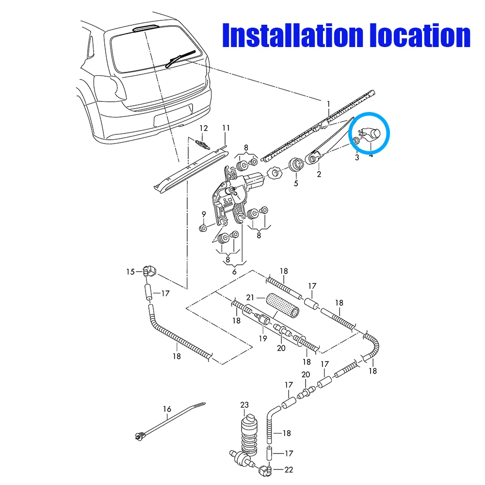VW Golf V 1K Tapa del brazo limpiaparabrisas trasero 2003-2009 - imagen 3