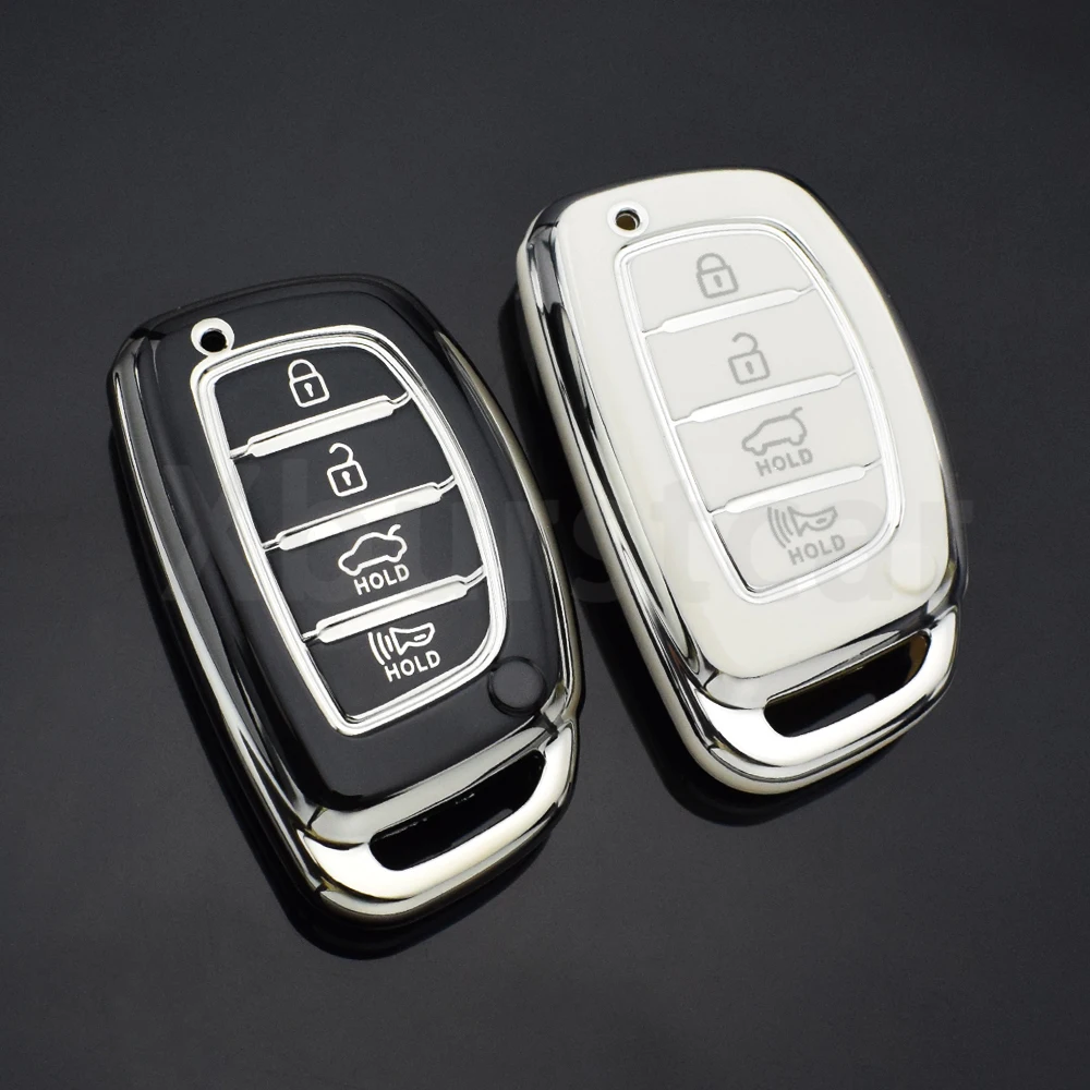 Funda para llave de coche de TPU de 4 botones para Hyundai Tucson Santa Fe Rena Sonata Elantra Creta Ix35 Ix45 I10 I30 I40 Auto Shell Fob - imagen 4