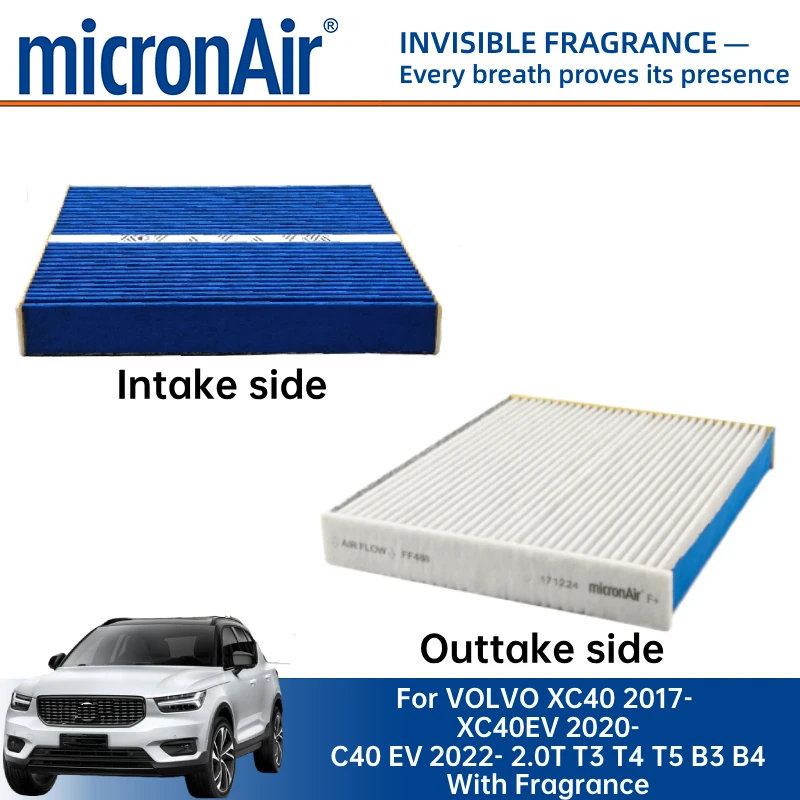 Para VOLVO XC40 2017- XC40EV 2020- C40 EV 2022- 2.0T T3 T4 T5 B3 B4 filtro de aire de cabina micronAir FF488 32226484 31497285