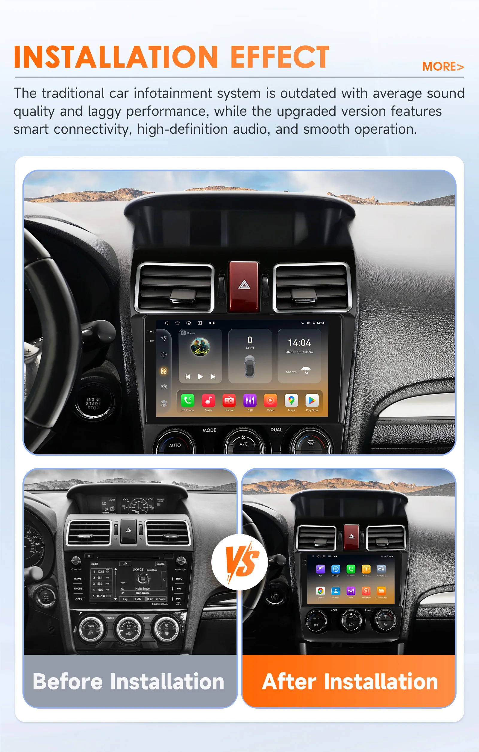 Radio Android 2DIN Hizpo GPS CarPlay – Subaru Forester XV 2015-2018 - imagen 5
