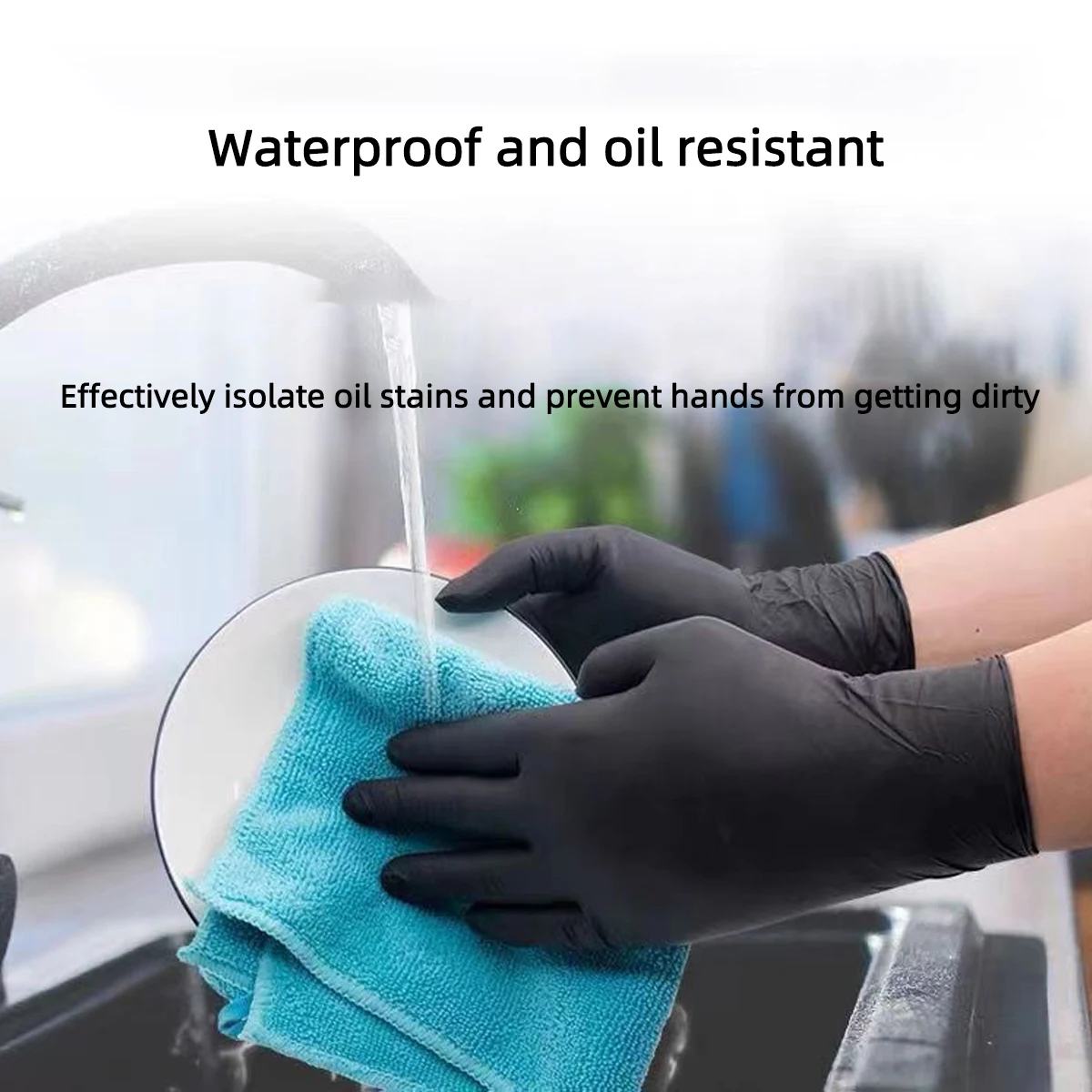 Guantes nitrilo negros desechables para limpieza y peluquería - imagen 2