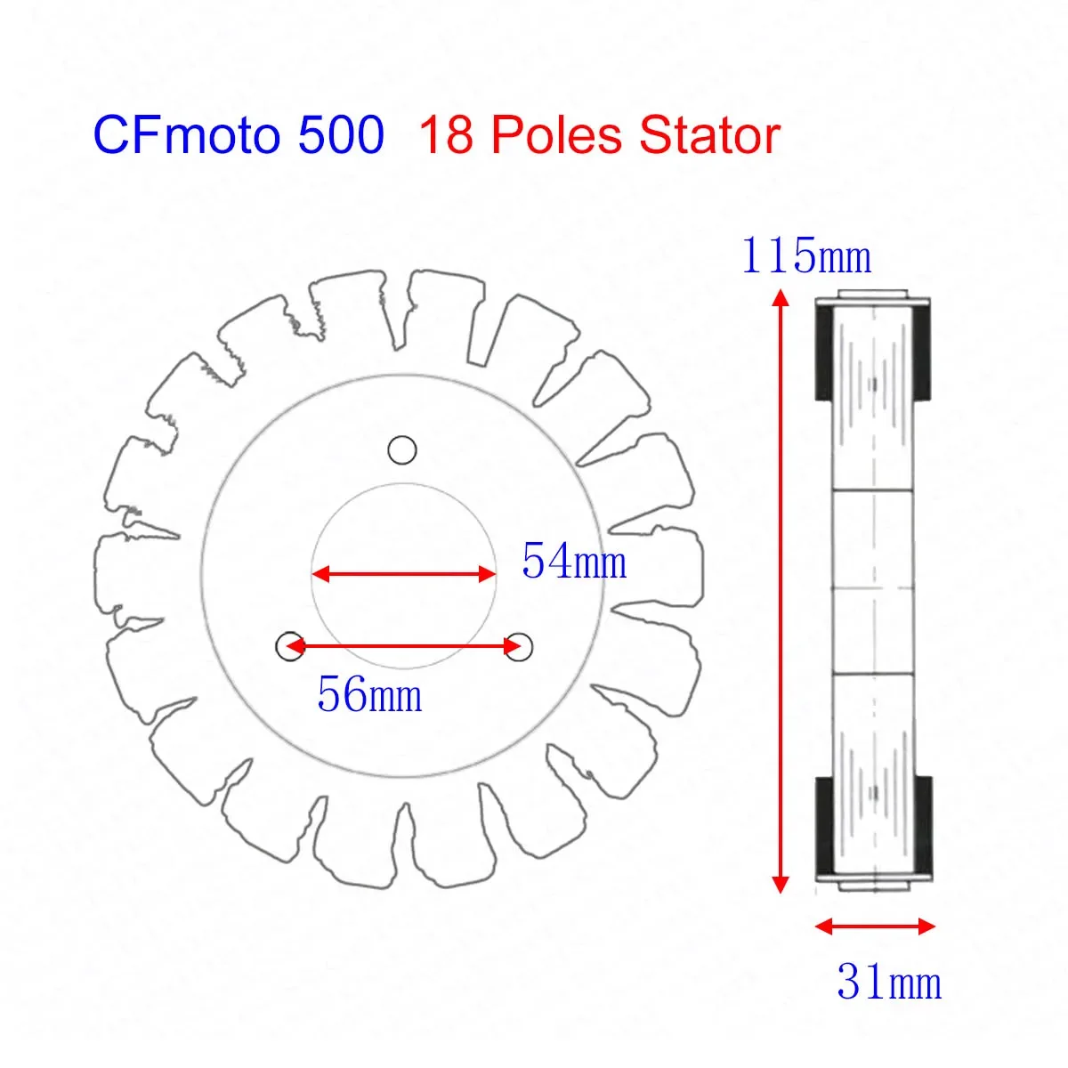 Estator de reemplazo CF Moto CF500 2007-2016 OEM 0180-032000 - imagen 3