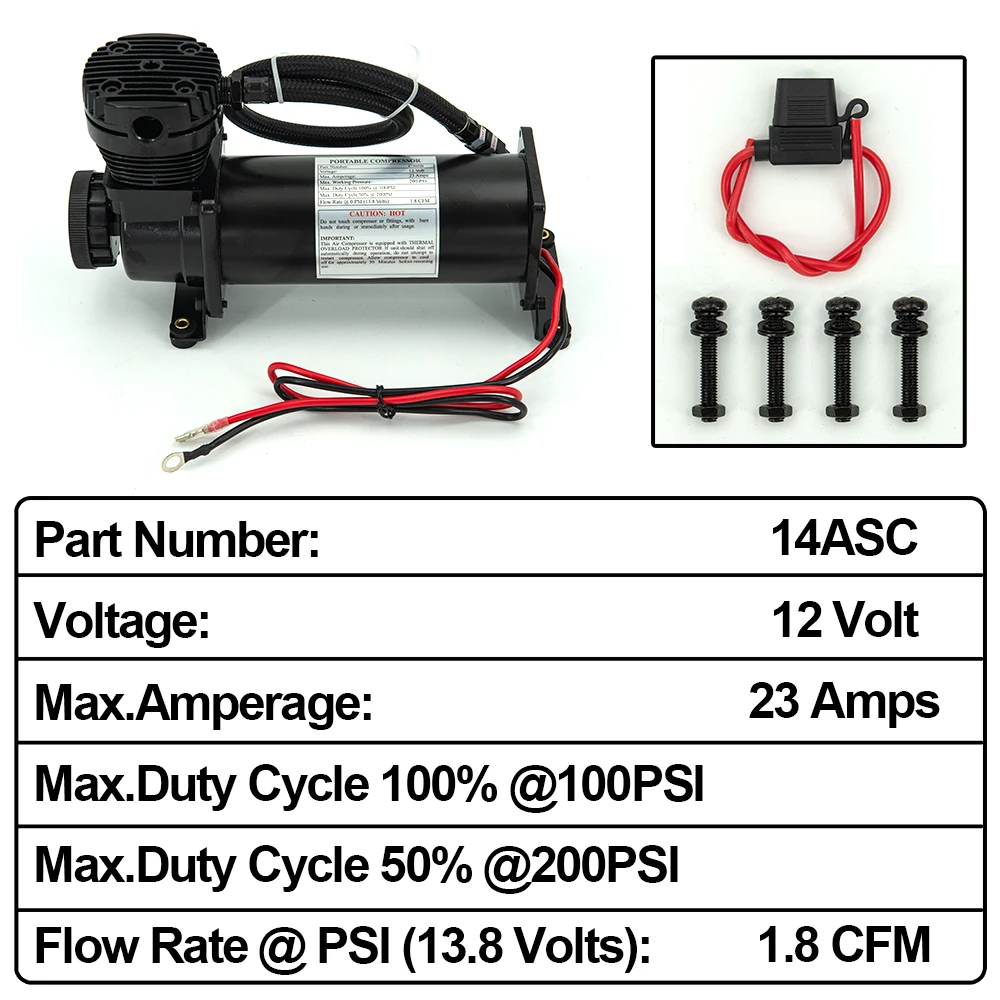 Compresor suspensión neumática MAXPOWER 12V 200 PSI universal para coche - imagen 2
