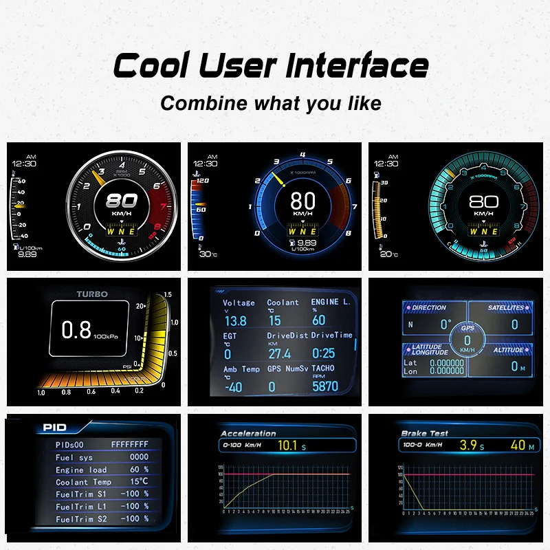 HUD A600 OBD2 velocímetro digital turbo boost temperatura aceite - imagen 3