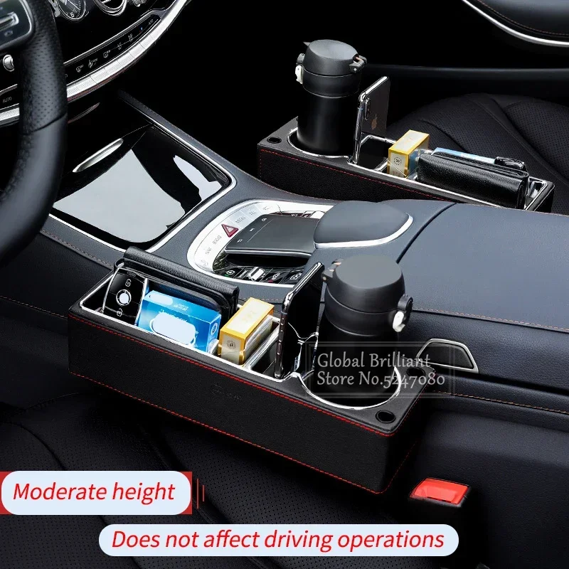 Organizador de asiento con cargador USB para coche y portabotellas PU - imagen 5