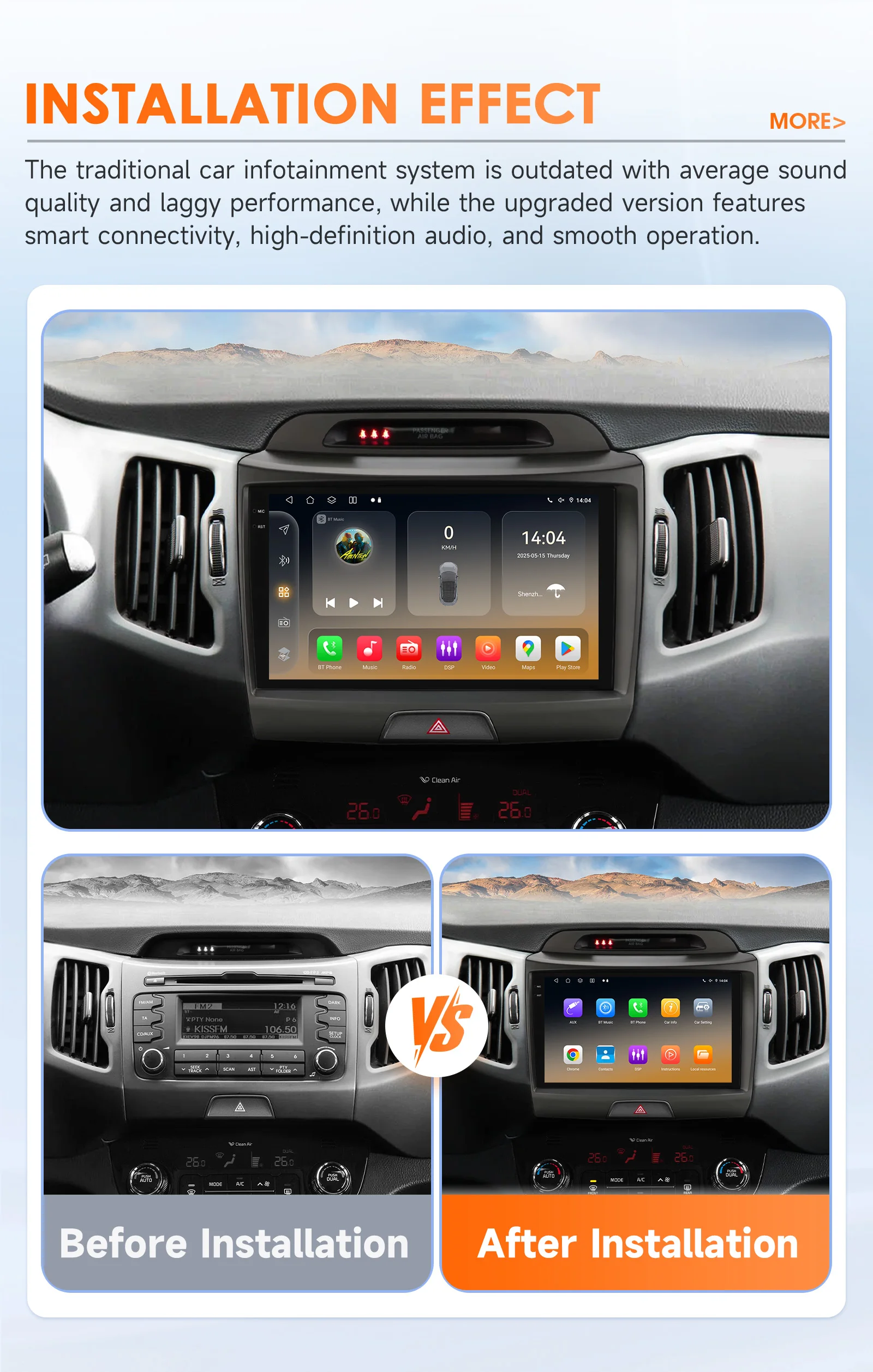 Hizpo Radio 2 DIN Android Auto y CarPlay Kia Sportage III 2011-2016 - imagen 5