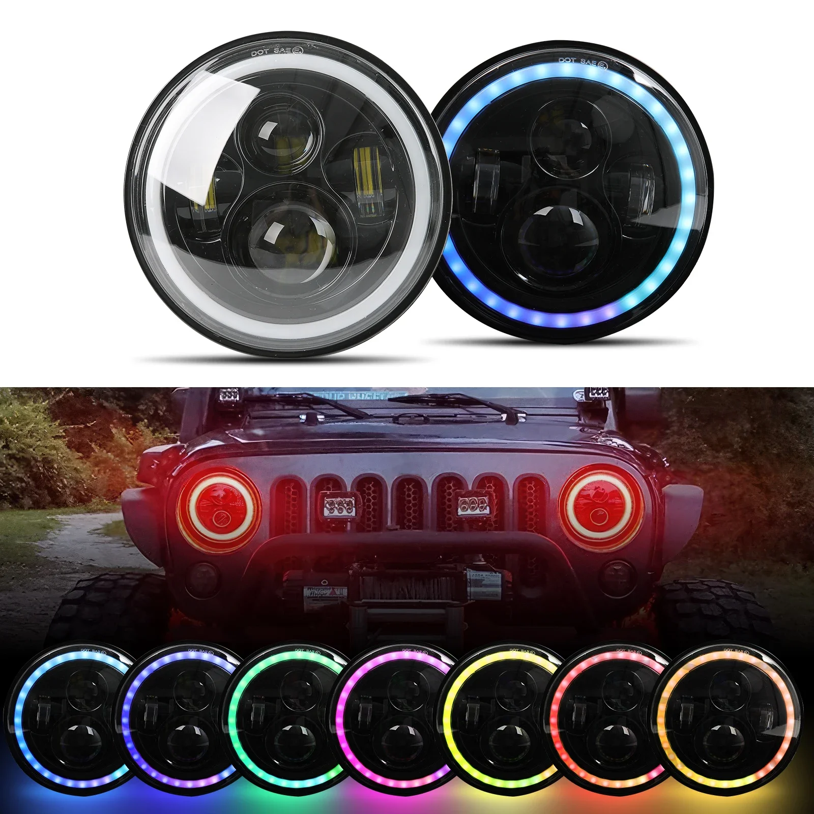Faro LED 7 pulgadas con intermitente para Jeep Wrangler JK - imagen 2