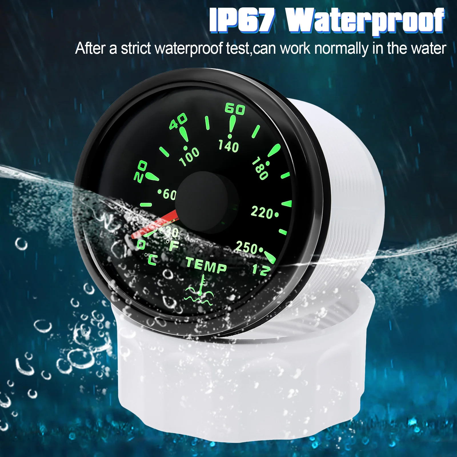 AD 7 Indicador de temperatura del agua 52 mm con sensor 0-120 °C - imagen 5