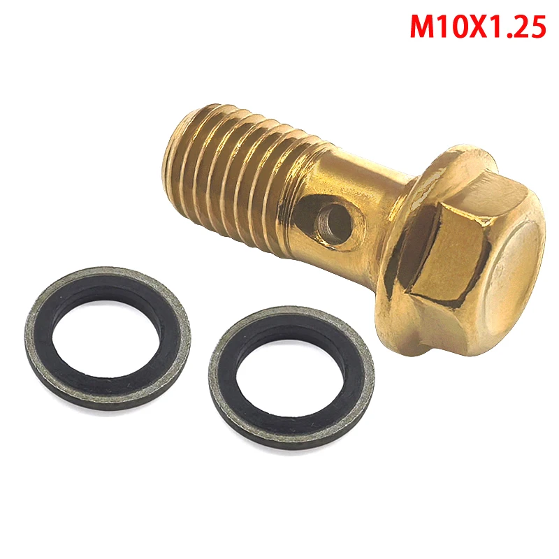Tornillo banjo de freno M10x1,0 de acero, acabado dorado - imagen 3