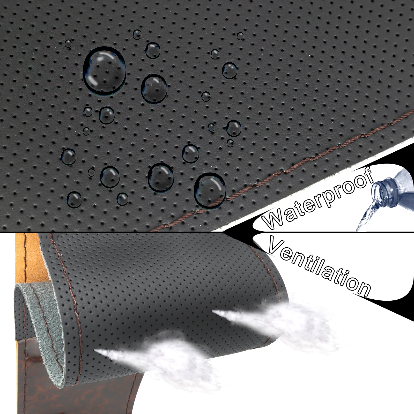 Funda volante 38 cm efecto madera cuero trenzado - imagen 4