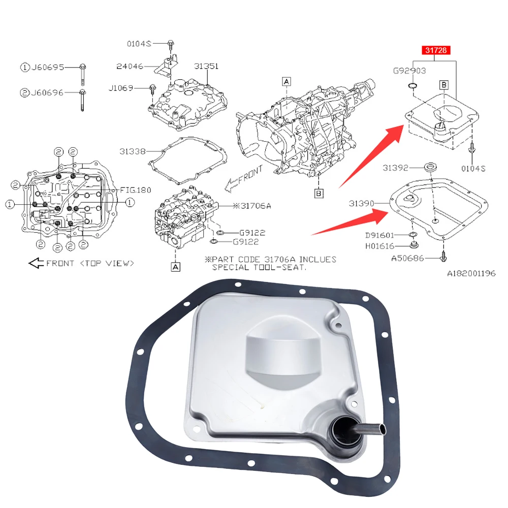 Filtro CVT TR580 con junta – Subaru Forester SJ Outback XV WRX Legacy - imagen 5