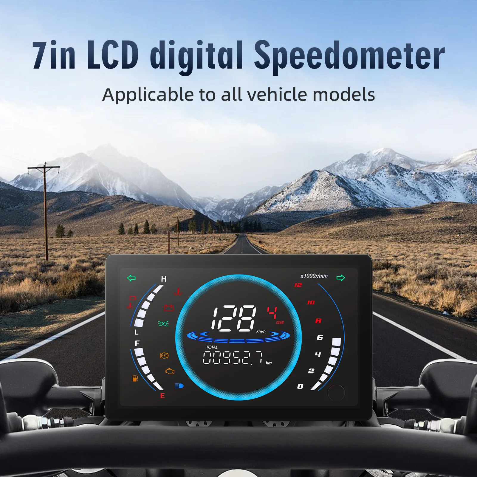 Tacómetro digital LED 7” moto universal – Cuenta RPM temperatura 12V