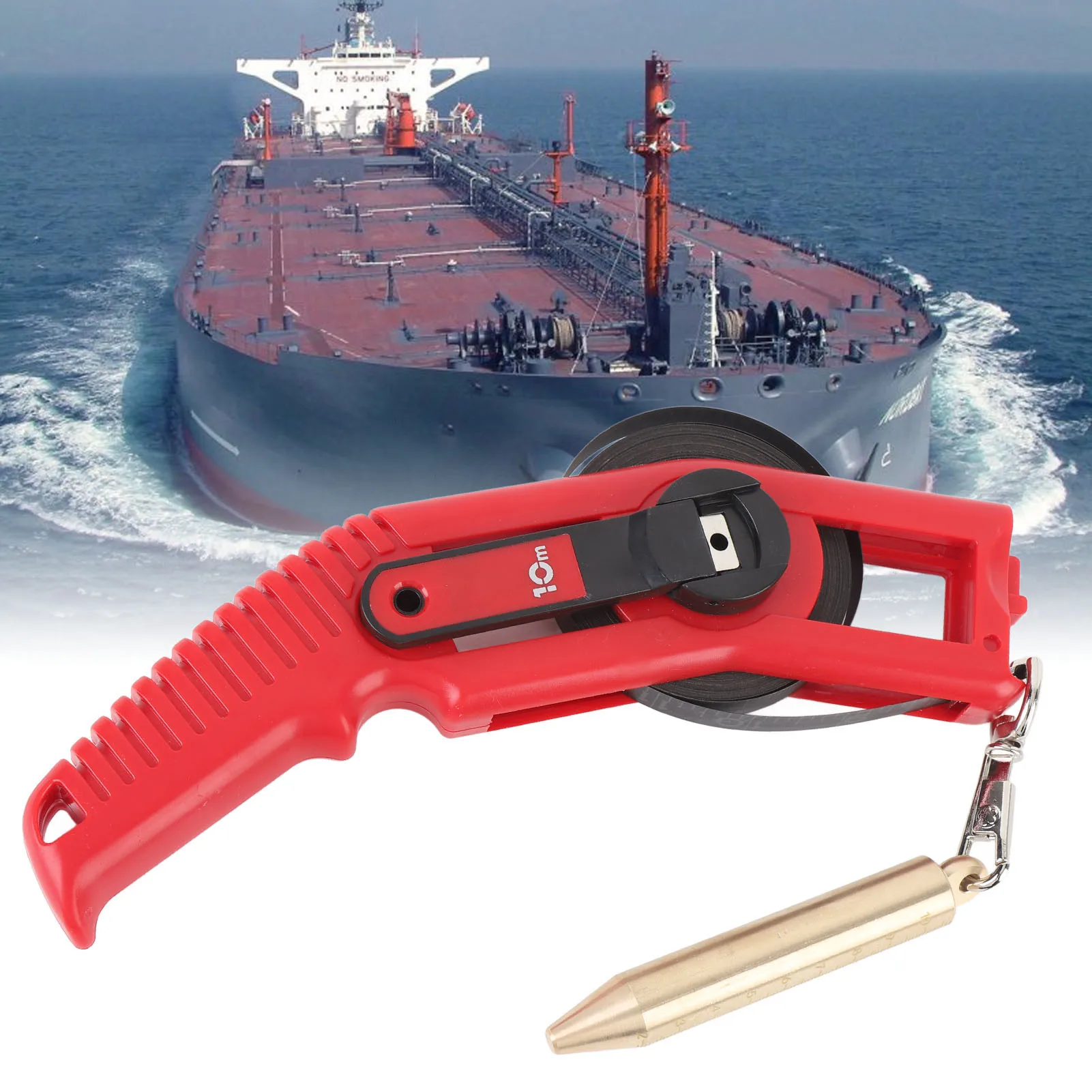 Cinta medidora de aceite retráctil para barco con plomada de latón