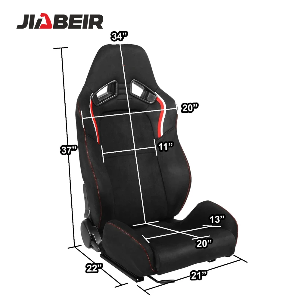 JBR1052 Asientos de carreras gamuza negra logotipo personalizado - imagen 2