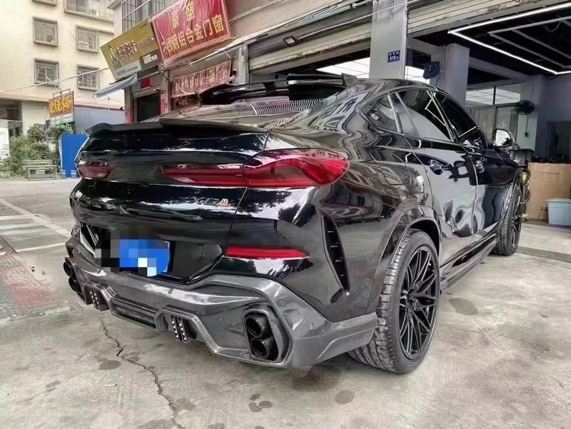 2019 X6 G06 M Sport LD estilo fibra de carbono labio difusor de parachoques trasero para BMW X6 G06 - imagen 2
