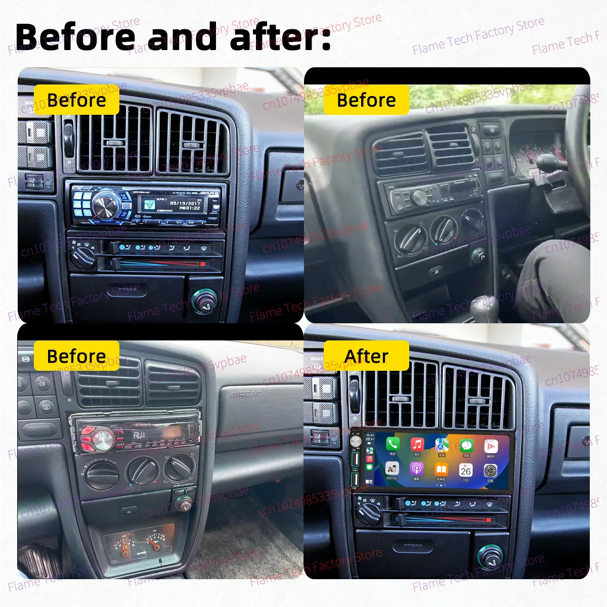 Autoradio Android Carplay 1Din para VW Corrado 1988-1995 con GPS - imagen 2