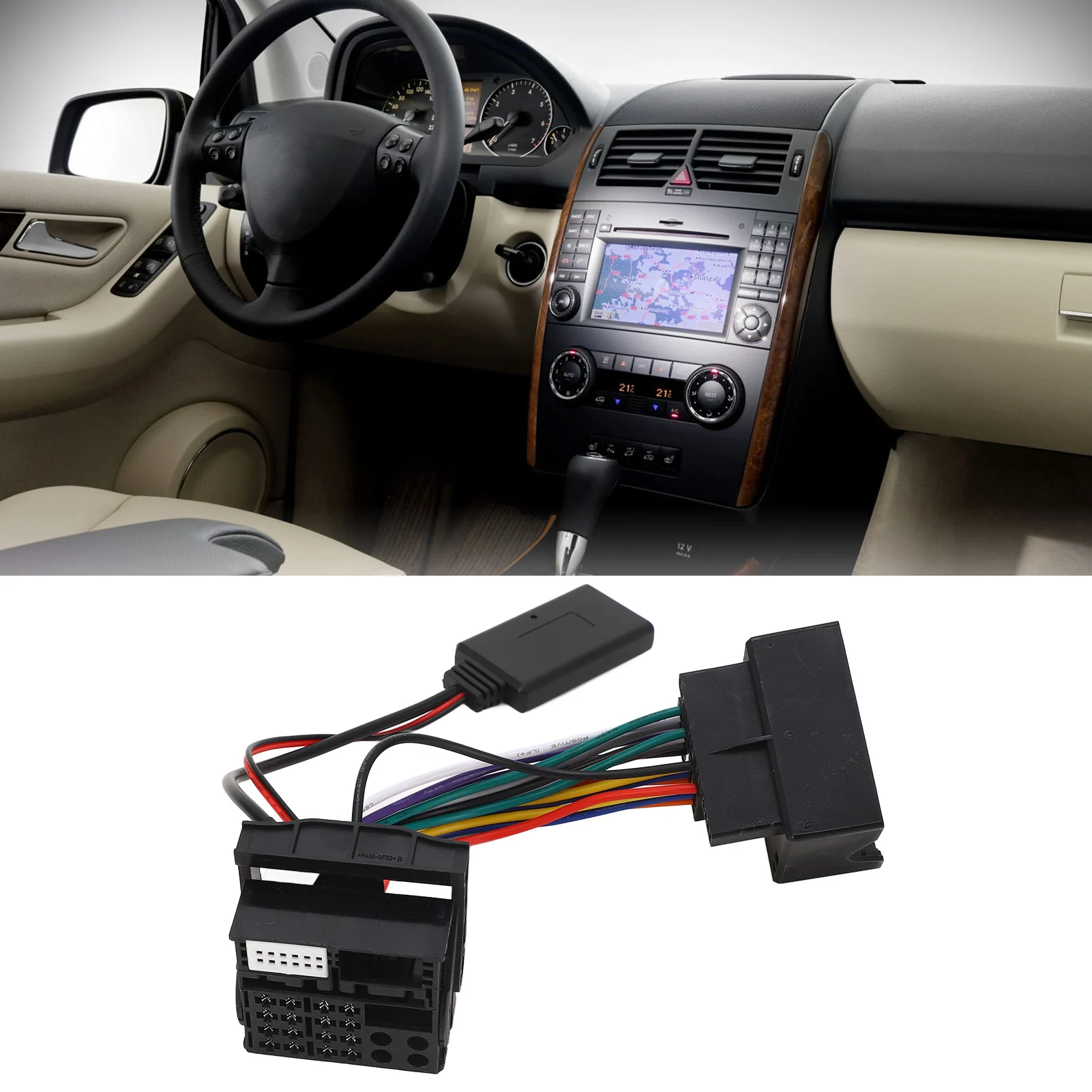 Cable auxiliar de Radio Bluetooth 5,0, repuesto de 16 pines para W169 W245 W203 W209 W164, adaptador auxiliar estéreo Bluetooth, adaptador auxiliar Bluetooth