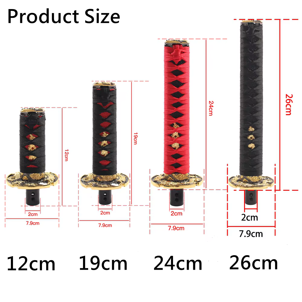 Pomo de cambio automático estilo katana JDM, rojo y negro - imagen 2
