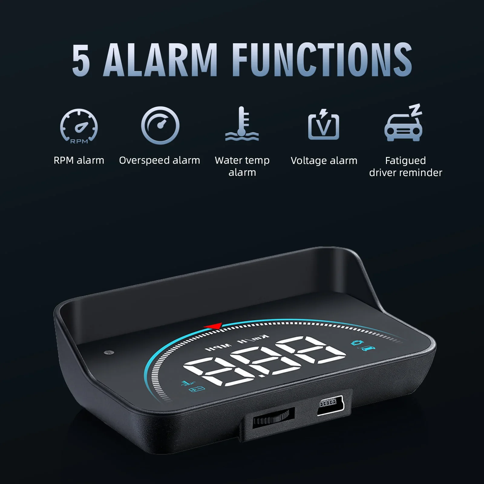 M8 HUD pantalla heads-up con alarmas RPM velocidad y temperatura - imagen 4