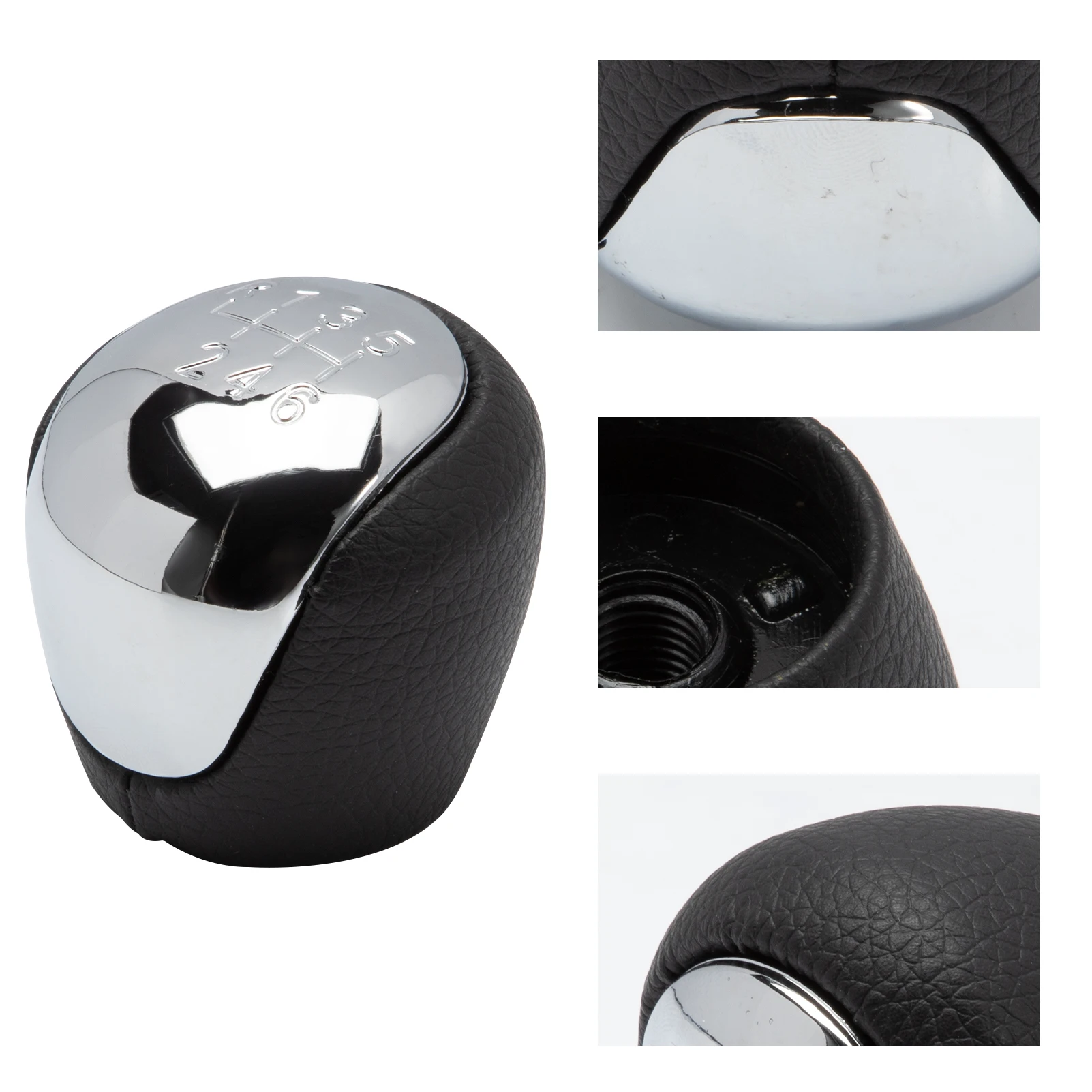 Pomo palanca cambios Hyundai I30 Ix35 cromado piel PU 6 velocidades