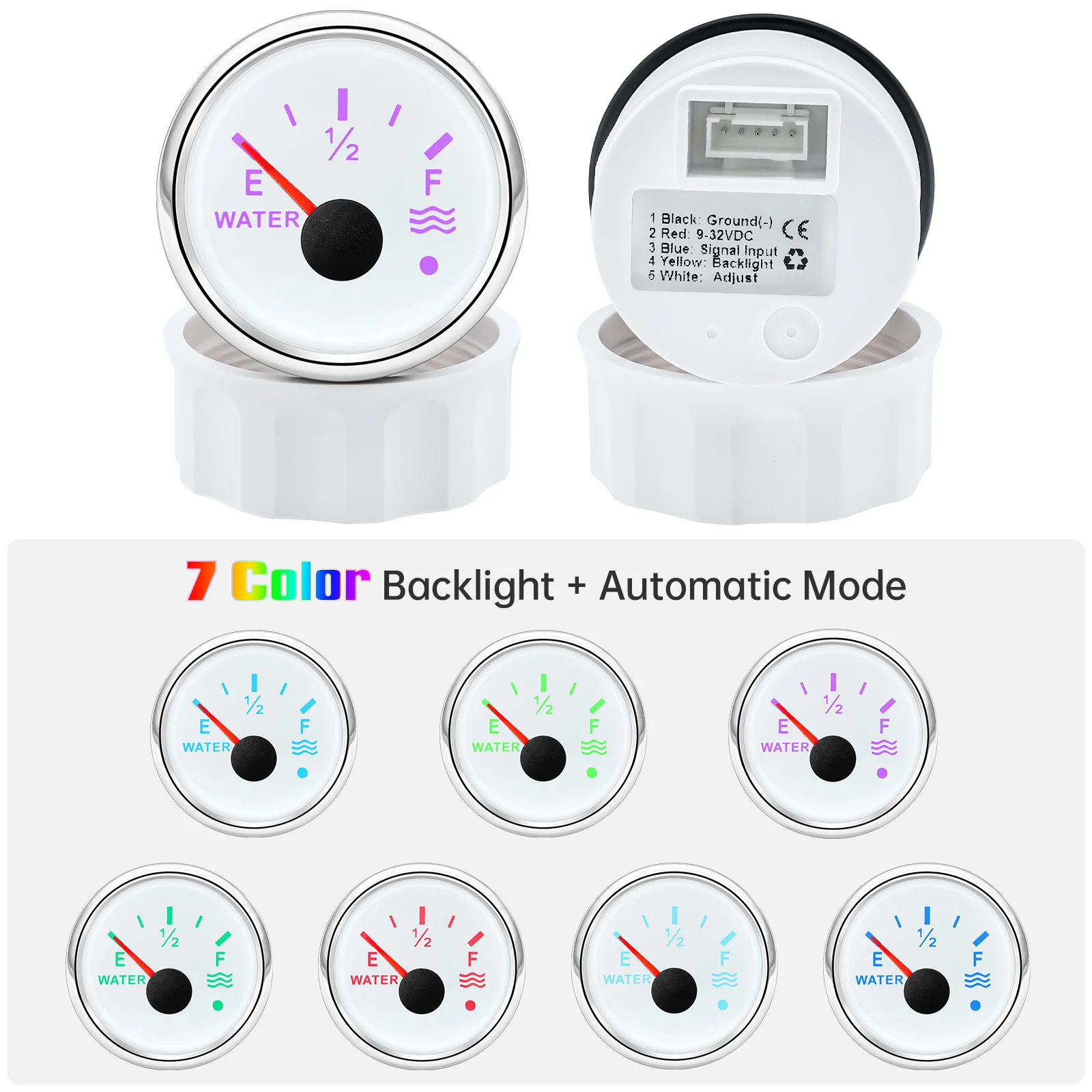 ¡Medidor nivel agua 52mm LED multicolor! Sensor flotante universal auto y barco - imagen 3