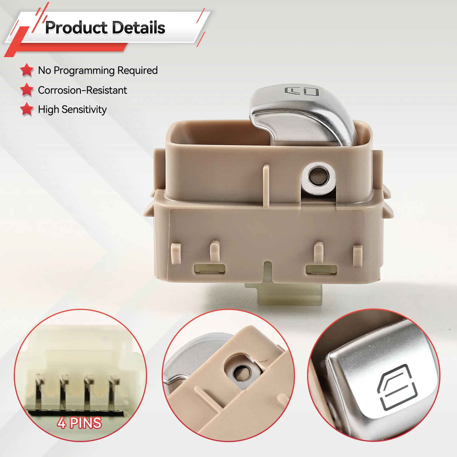 Interruptor elevalunas pasajero Mercedes Clase C W205 2014-2021 - imagen 3