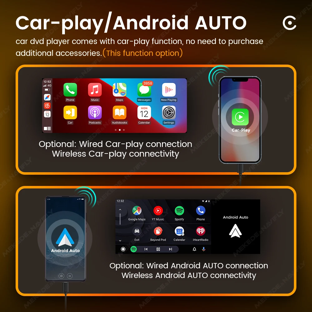 Radio MP5 multimedia BT FM con CarPlay y Android Auto MEKEDE - imagen 4