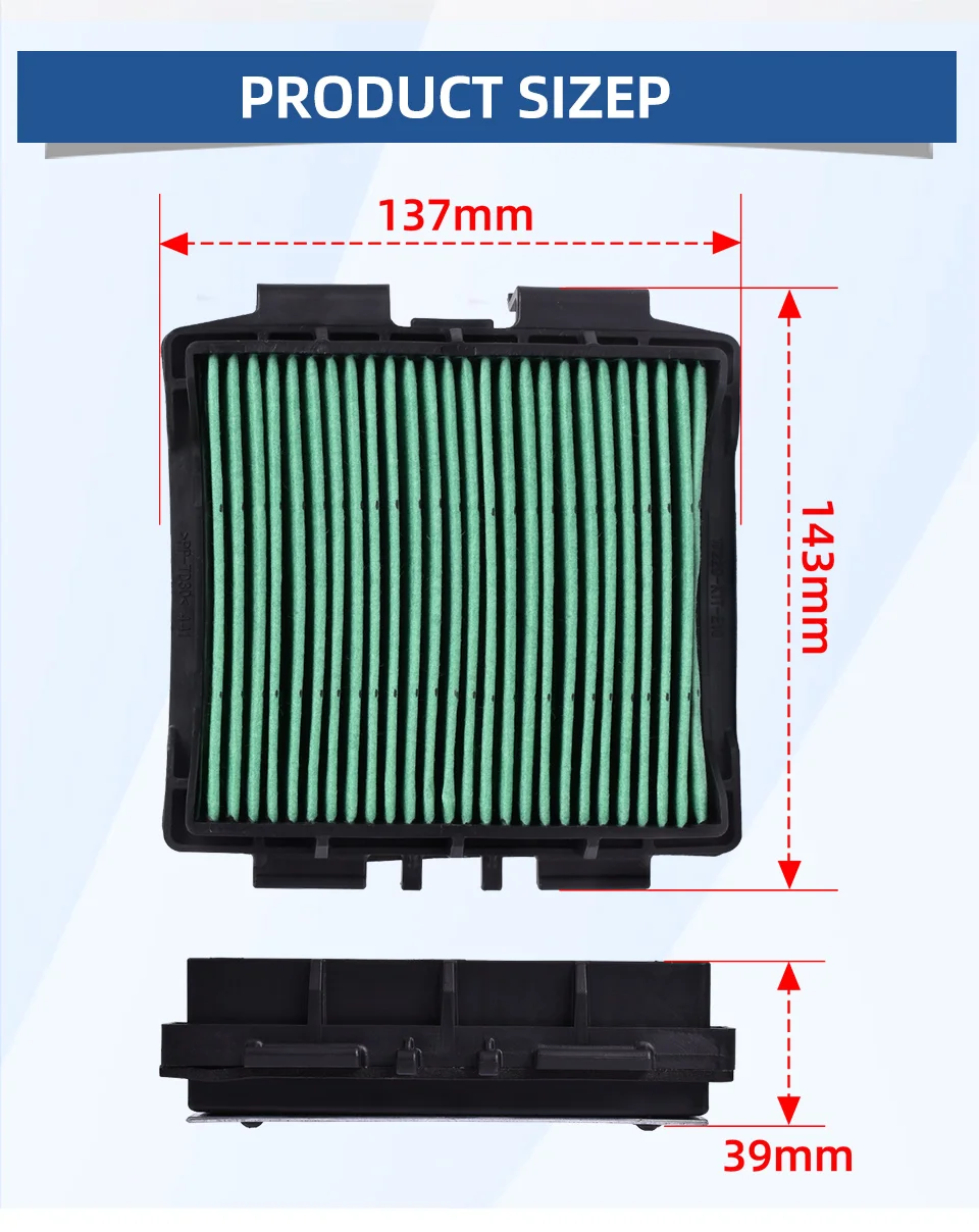 Vista lateral del filtro compatible con Honda CRF300RL