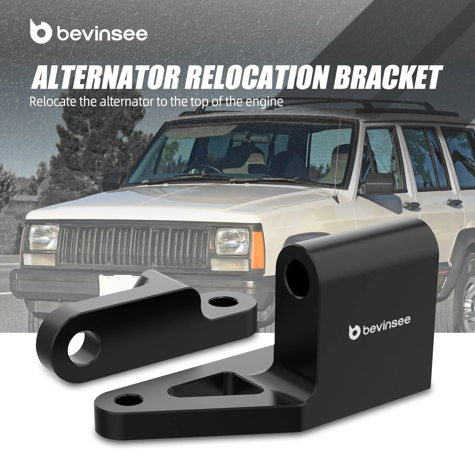 BEVINSEE 4.0L Kit de reubicación de alternador de motor de aluminio para Jeep XJ Wrangler Cherokee 1996-2002 - imagen 4