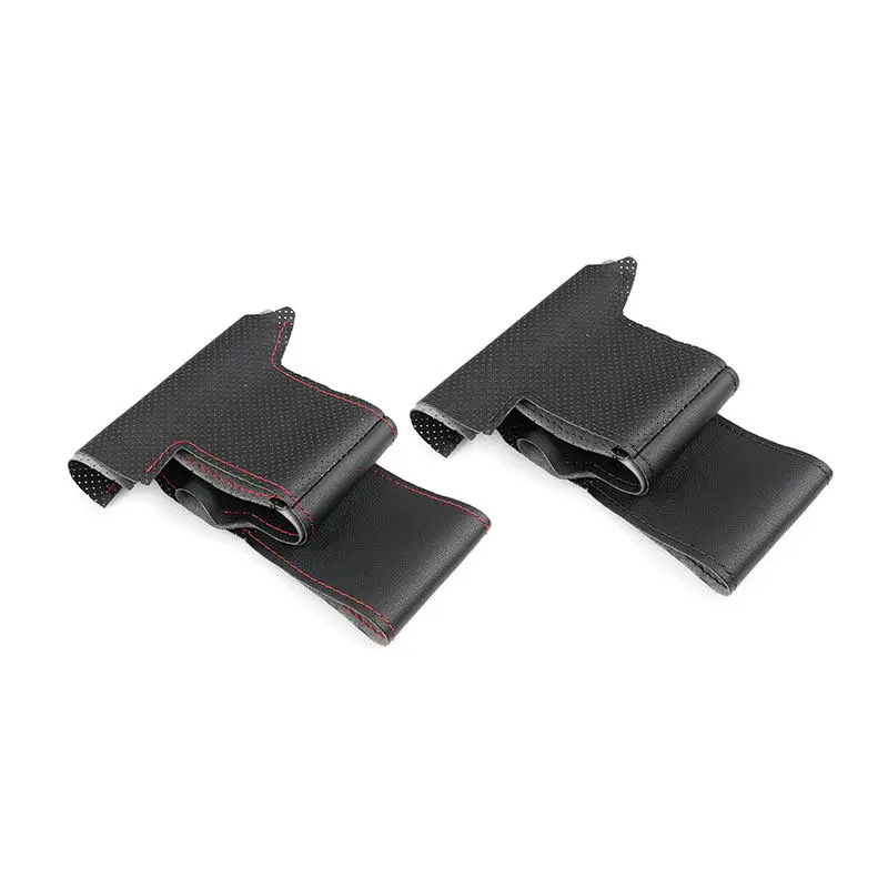 Accesorios de cubierta de cuero perforado negro trenzado en el volante del coche para VW Golf 5 V Touran 2003-2005 Polo 2003-2006 (4 radios) - imagen 2
