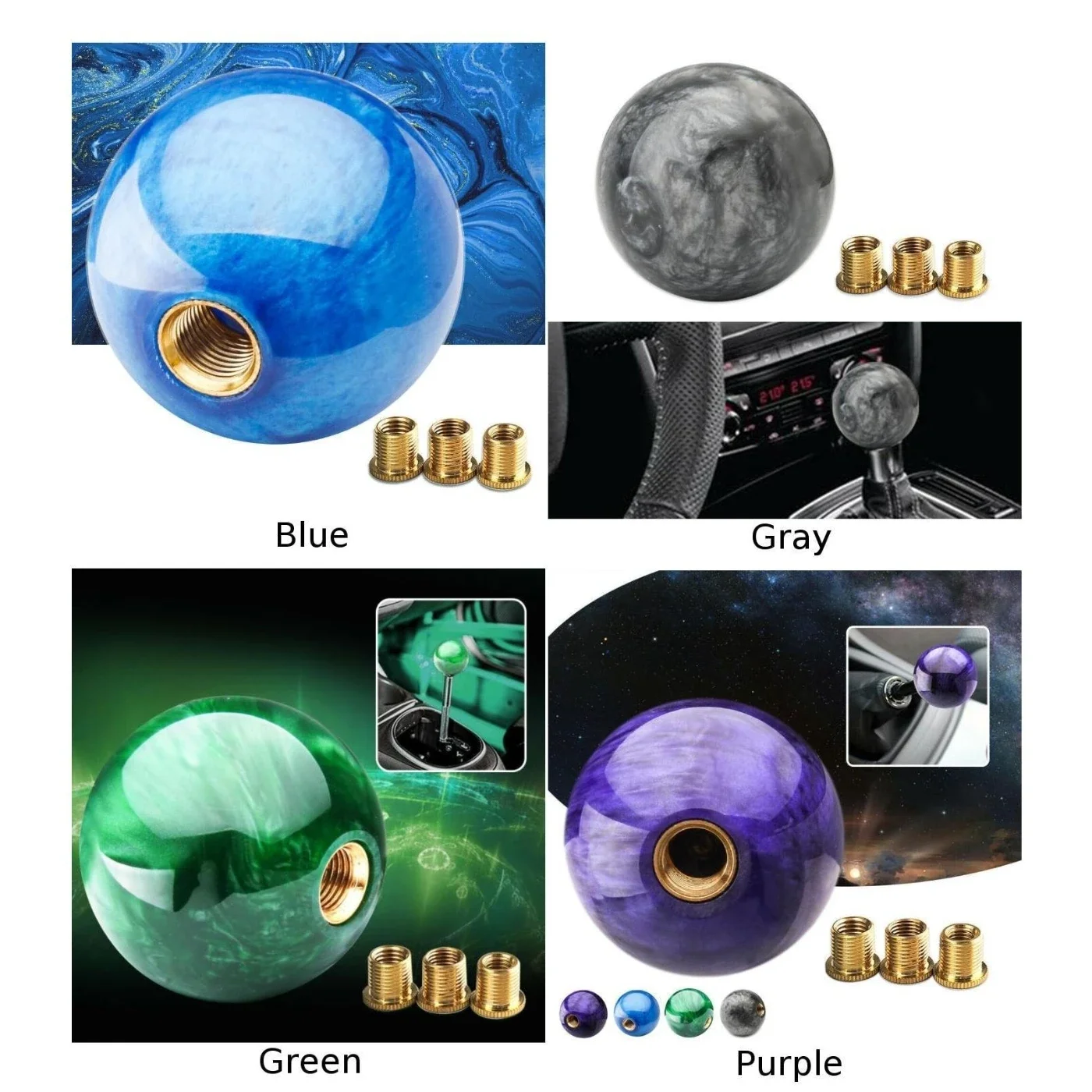 Pomo de cambio universal de acrílico con efecto mármol en forma de bola - imagen 2