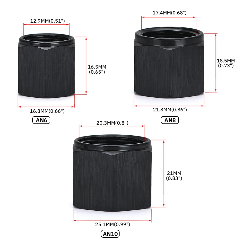 Adaptador aluminio AN6/AN8/AN10 - tapa hembra acampanada - imagen 3