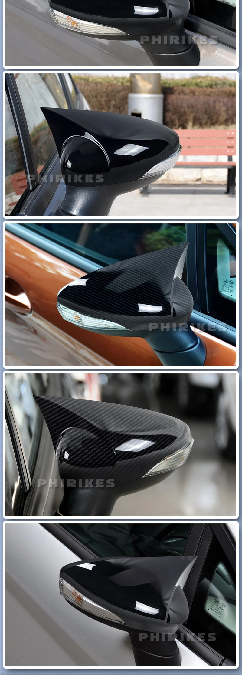 Detalle del diseño de las cubiertas para espejo retrovisor