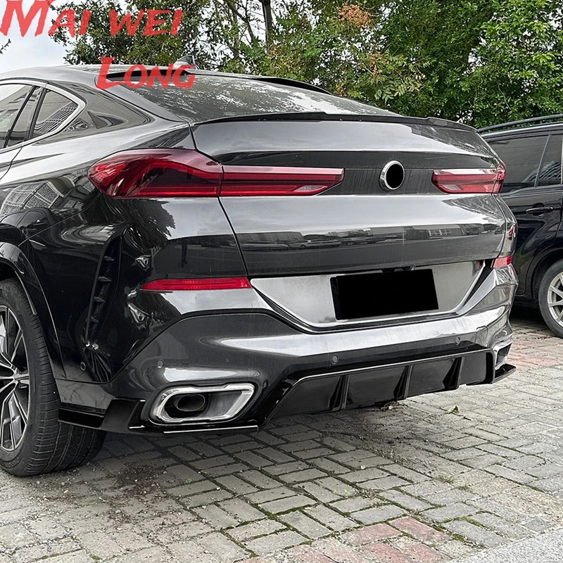 Kit difusor y divisor trasero BMW X6 G06 M Sport negro brillante - imagen 2