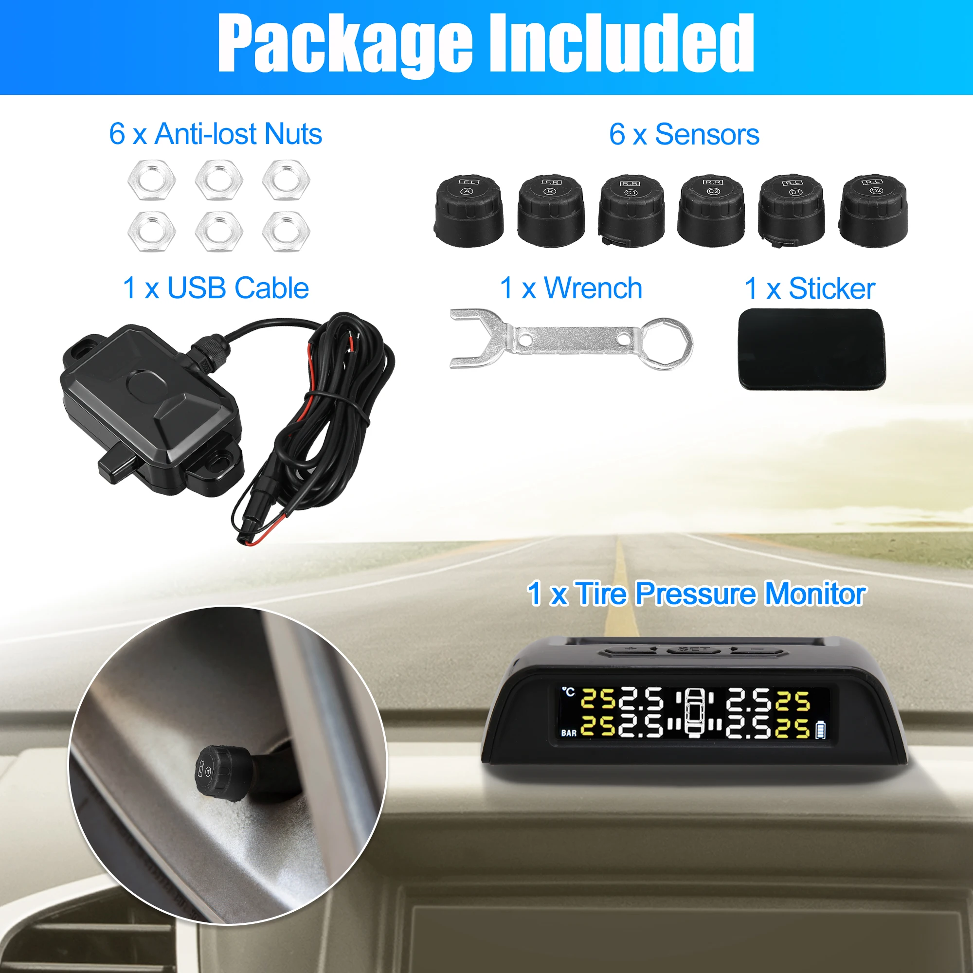 Monitor TPMS presión neumáticos Autohaux – para remolque y caravana - imagen 5
