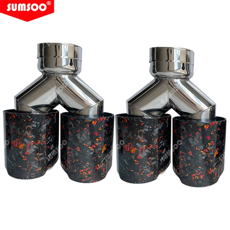 Silenciador SUMSOO sport doble salida fibra carbono acero inoxidable - imagen 2