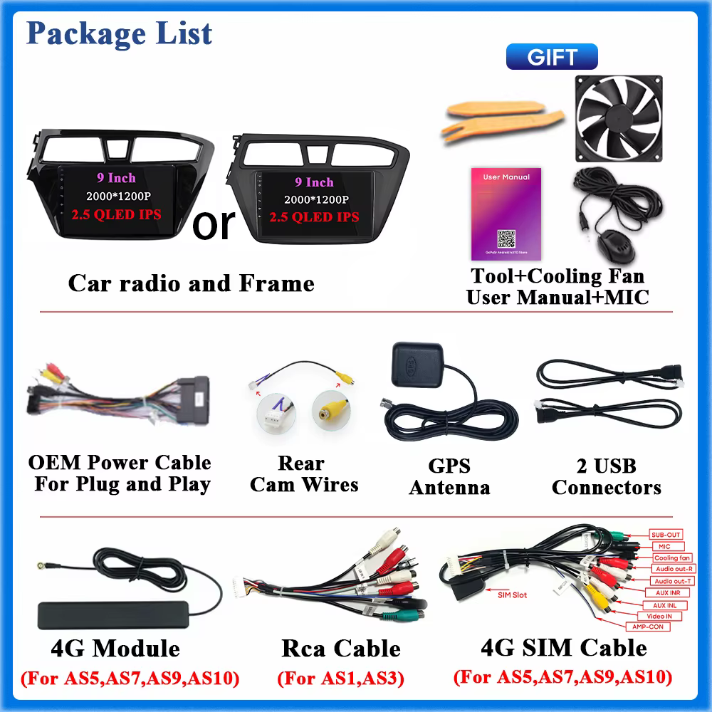 Radio multimedia FengShiDa para Hyundai i20 II GB