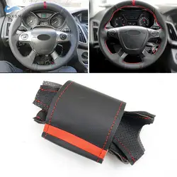 Fundivolante cuero negro ribete rojo Ford Focus 3 C-MAX KUGA