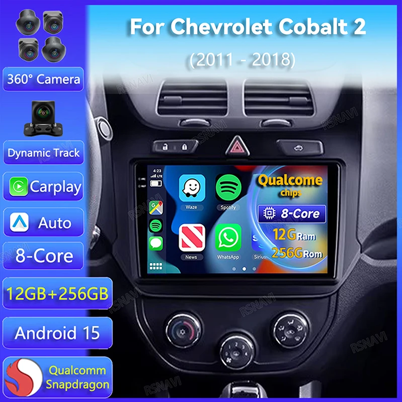 Radio 2 DIN Android 15 con CarPlay, GPS y 4G para Chevrolet Cobalt