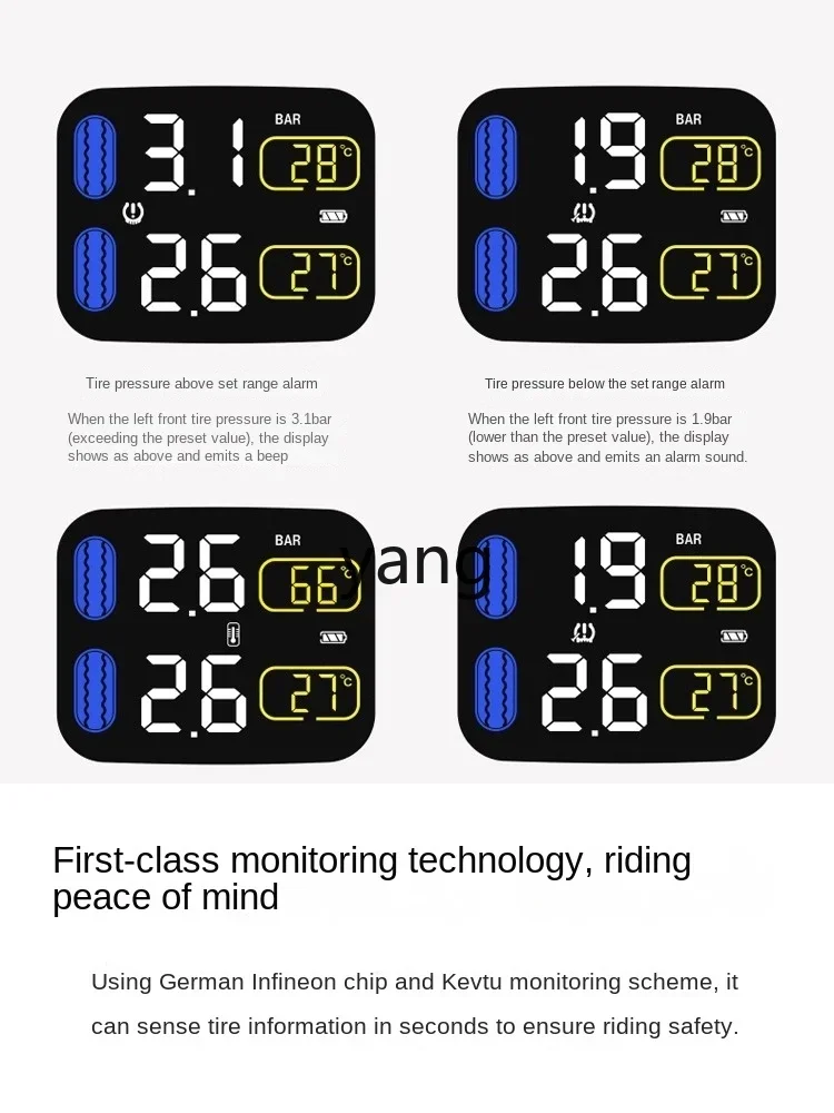 Lhh motocicleta T1S Monitor de presión de neumáticos interno y externo Monitor T1Pro equipo de alarma T3 - imagen 5