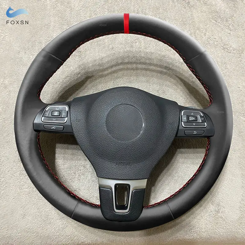 Funda de volante de cuero para VW Golf 6, Caddy, Tiguan