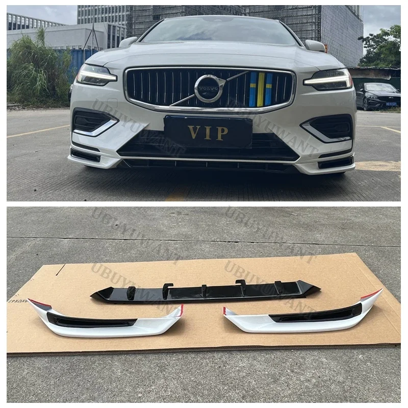 Protector de parachoques delantero para coche Volvo, accesorio de PU sin pintar, para modelos S60, V60, solo para estilo deportivo, 3 piezas, 2020-2025 - imagen 3