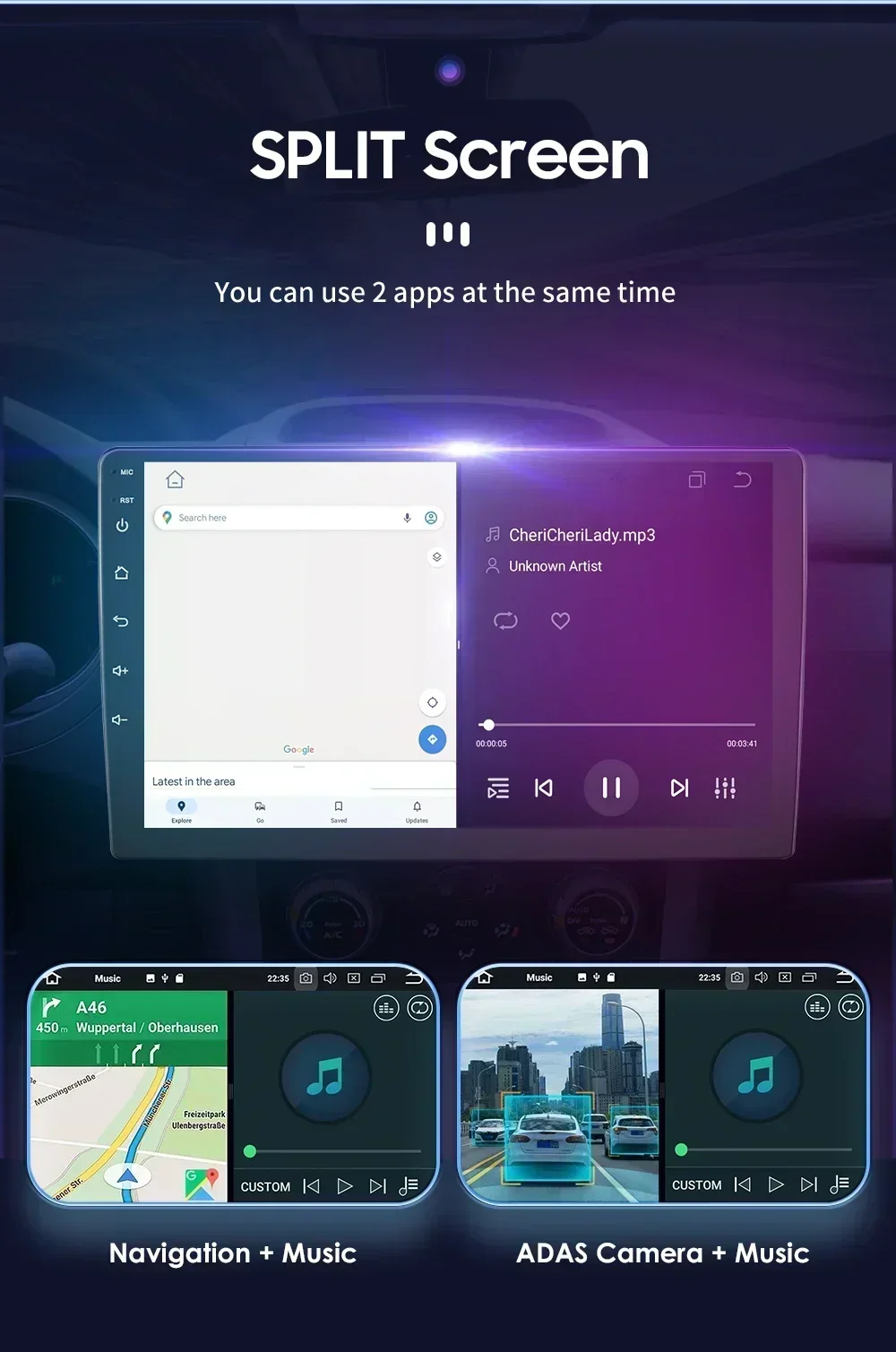 Radio 2DIN universal con Android Auto y CarPlay GPS para coche - imagen 3